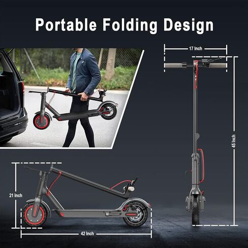 Roinside Electric Scooter - 8.5"/10''/14'' Solid Tires, 350W/500W Motor, Up to 19/22MPH& 16/21/23/24Miles Long-Range Portable Commuting Scooter for Adults with Double Braking System, App in Saudi Arabia
