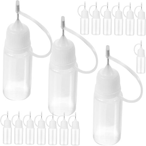 25pcs Needle Tip Glue Bottles 10ml Pe Squeeze Bottles with Metal Fine Point Applicator Tips, Travel-friendly Size for Precision Liquid Dispensing and Craft Projects in Saudi Arabia