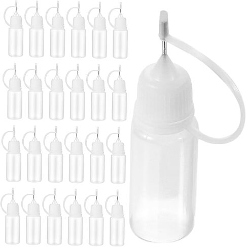Mikinona 25pcs 10ml Precision Needle Tip Squeeze Bottles – Refillable Dispenser Applicator for Paint, Glue, Moisturizing Liquid – Portable Liquid Dispensing Bottles for Craft and Industrial in Saudi Arabia