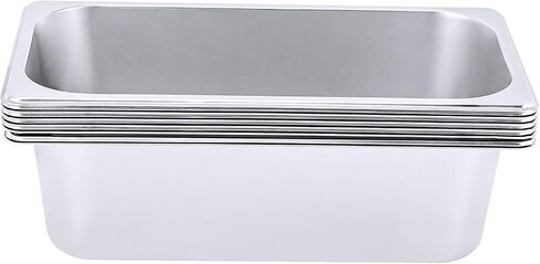 6 Pack Hotel Pans 4 Inch Deep, Commercial Stainless Steel Steam Table Pan, Anti-Jam Catering Food Pan For Restaurant Buffet, 32.5x17.5x10cm Chafing Dish Insert Tray For Kitchen Storage Serving in Kuwait