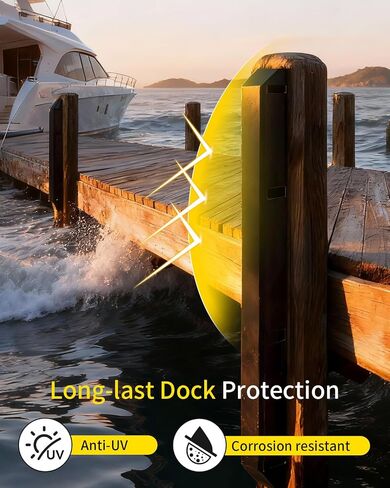 OCEANBROAD Dock Piling Bumpers 2 Pack، 48 بوصة حماية عمودية من الدرجة البحرية، 6.2 بوصة × 3.5 بوصة واقيات حاجز PVC قابلة للنفخ للأعمدة والدعائم، مع أجهزة من الفولاذ المقاوم للصدأ، سهلة التركيب in Kuwait