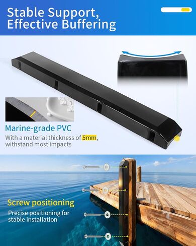 OCEANBROAD Dock Piling Bumpers 2 Pack، 48 بوصة حماية عمودية من الدرجة البحرية، 6.2 بوصة × 3.5 بوصة واقيات حاجز PVC قابلة للنفخ للأعمدة والدعائم، مع أجهزة من الفولاذ المقاوم للصدأ، سهلة التركيب in Kuwait