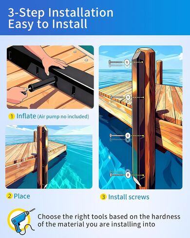 OCEANBROAD Dock Piling Bumpers 2 Pack، 48 بوصة حماية عمودية من الدرجة البحرية، 6.2 بوصة × 3.5 بوصة واقيات حاجز PVC قابلة للنفخ للأعمدة والدعائم، مع أجهزة من الفولاذ المقاوم للصدأ، سهلة التركيب in Kuwait
