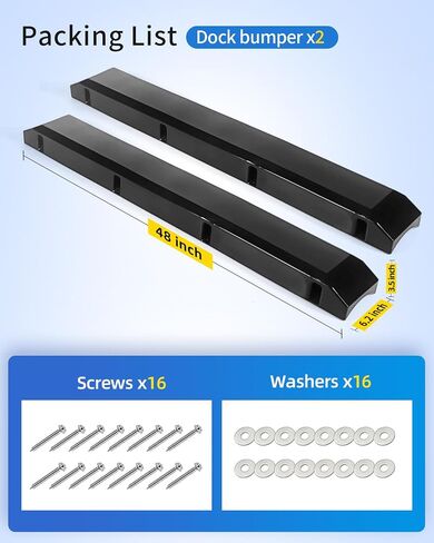 OCEANBROAD Dock Piling Bumpers 2 Pack، 48 بوصة حماية عمودية من الدرجة البحرية، 6.2 بوصة × 3.5 بوصة واقيات حاجز PVC قابلة للنفخ للأعمدة والدعائم، مع أجهزة من الفولاذ المقاوم للصدأ، سهلة التركيب in Kuwait