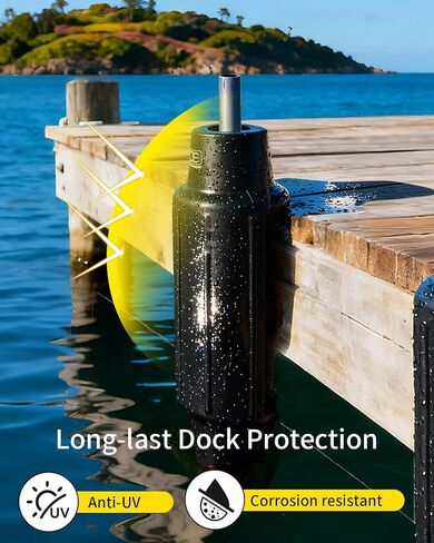 OCEANBROAD Slide-On Post Dock Fender Bumpers 2 Pack, Slip-Over Dock Pipe & Pole Guards, 18" x 5.5" Inflatable Marine PVC Bumpers, Vertical Protection for Boat Dock Legs, Mounting Brackets & Piling in Kuwait