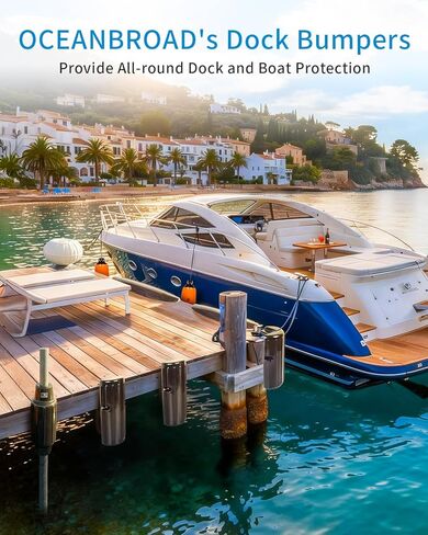 OCEANBROAD Slide-On Post Dock Fender Bumpers 2 Pack, Slip-Over Dock Pipe & Pole Guards, 18" x 5.5" Inflatable Marine PVC Bumpers, Vertical Protection for Boat Dock Legs, Mounting Brackets & Piling in Kuwait