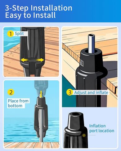 OCEANBROAD Slide-On Post Dock Fender Bumpers 2 Pack, Slip-Over Dock Pipe & Pole Guards, 18" x 5.5" Inflatable Marine PVC Bumpers, Vertical Protection for Boat Dock Legs, Mounting Brackets & Piling in Kuwait