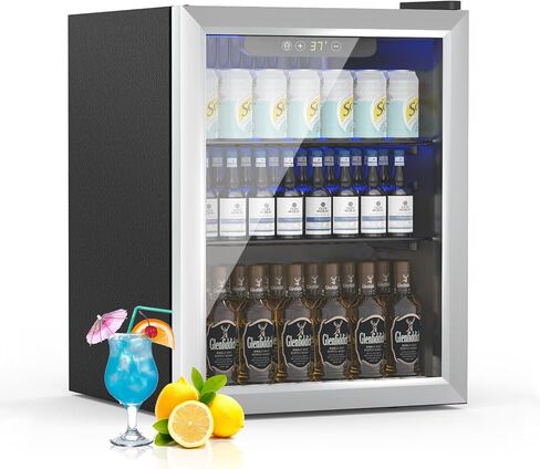 DOGHLY 0.95 Cu.Ft Mini Refrigerator and Beauty Fridge, 24 Cans Mini Fridge with Mirror Door, Temperature Control, Removable Shelf, Compact Cooler for Bedroom, Dorm, Office, Beverage Beauty Storage in Kuwait