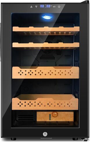 70L Electric Humidor – Large Capacity 400 Count Electric Humidor Cooler | Smart Temperature & Humidity Control | Spanish Cedar Wood Shelves, Digital LED Screen & Safety Lock | Christmas Gift for Men in Kuwait