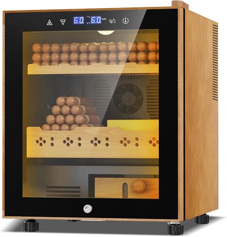 70L Electric Humidor – Large Capacity 400 Count Electric Humidor Cooler | Smart Temperature & Humidity Control | Spanish Cedar Wood Shelves, Digital LED Screen & Safety Lock | Christmas Gift for Men in Saudi Arabia