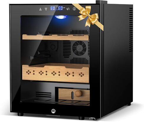 70L Electric Humidor – Large Capacity 400 Count Electric Humidor Cooler | Smart Temperature & Humidity Control | Spanish Cedar Wood Shelves, Digital LED Screen & Safety Lock | Christmas Gift for Men in Saudi Arabia