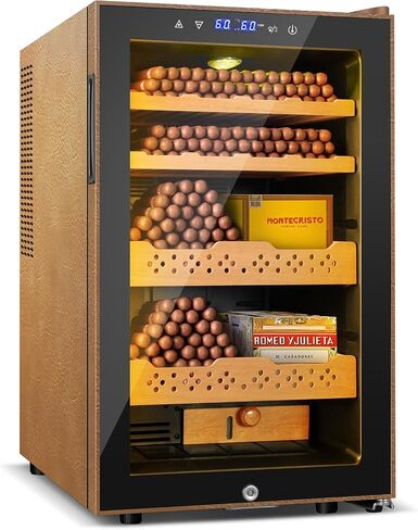 70L Electric Humidor – Large Capacity 400 Count Electric Humidor Cooler | Smart Temperature & Humidity Control | Spanish Cedar Wood Shelves, Digital LED Screen & Safety Lock | Christmas Gift for Men in Saudi Arabia