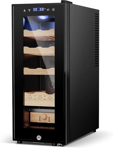 70L Electric Humidor – Large Capacity 400 Count Electric Humidor Cooler | Smart Temperature & Humidity Control | Spanish Cedar Wood Shelves, Digital LED Screen & Safety Lock | Christmas Gift for Men in Saudi Arabia
