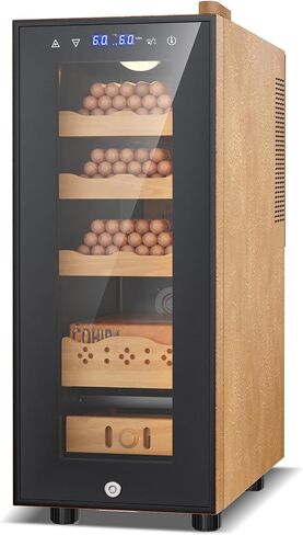 70L Electric Humidor – Large Capacity 400 Count Electric Humidor Cooler | Smart Temperature & Humidity Control | Spanish Cedar Wood Shelves, Digital LED Screen & Safety Lock | Christmas Gift for Men in Saudi Arabia