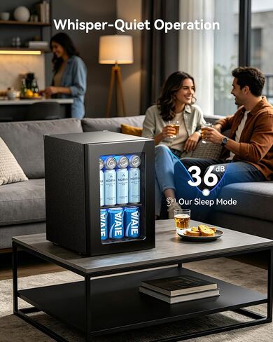 EnerGlow 18L Beverage Refrigerator, 24 Can Drink Fridge with Quiet Compressor, Adjustable Temperature Control, Small Mini Fridge for Bedroom, Office, Bar & Dorm in Kuwait