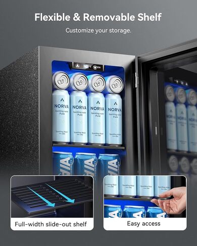 EnerGlow 18L Beverage Refrigerator, 24 Can Drink Fridge with Quiet Compressor, Adjustable Temperature Control, Small Mini Fridge for Bedroom, Office, Bar & Dorm in Kuwait