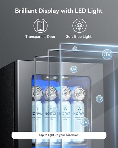 EnerGlow 18L Beverage Refrigerator, 24 Can Drink Fridge with Quiet Compressor, Adjustable Temperature Control, Small Mini Fridge for Bedroom, Office, Bar & Dorm in Kuwait