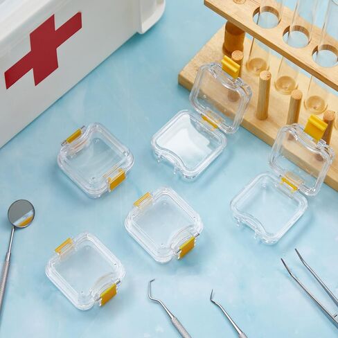 200 Count Dental Crown & Bridge Boxes, Transparent Membrane Display Cases with Secure Clasp, Showcase Storage Box for Crowns, Veneers, Bridges, Dental Restorations, 2" x 2", ABS Material Bulk in Kuwait