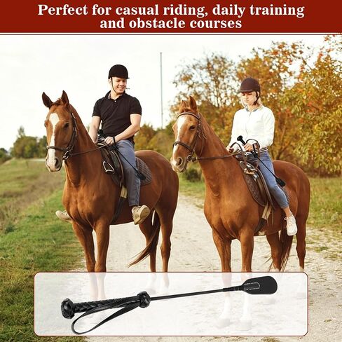 Riding Crop for Horse, 18 Inch Horse Whip PU Leather Premium Riding Crop for Equestrian Sports, Black in Kuwait