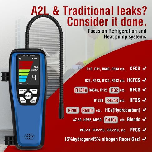 Refrigerant Leak Detector, Aprvtio ALD-100 2-in-1 A2L A1 Freon Leak Detector with TFT Screen, 3 Sensitivity Modes & 2 Alarm Types, Air Conditioning Detector HVAC for R134a R410A R32 R454B R290 in Kuwait