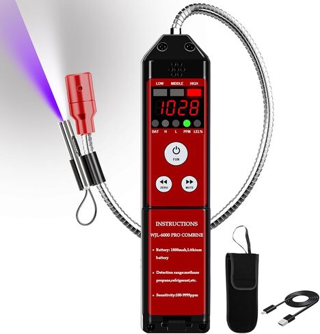 HVAC Refrigerant Leak Detector with PPM &%LEL, WJL-6000PRO Combine A2L Freon Leak Detector Upgraded All-Metal Probe Audible & Visual Alarms for R454B R22 R134a in Kuwait