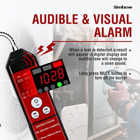 HVAC Refrigerant Leak Detector with PPM &%LEL, WJL-6000PRO Combine A2L Freon Leak Detector Upgraded All-Metal Probe Audible & Visual Alarms for R454B R22 R134a in Kuwait