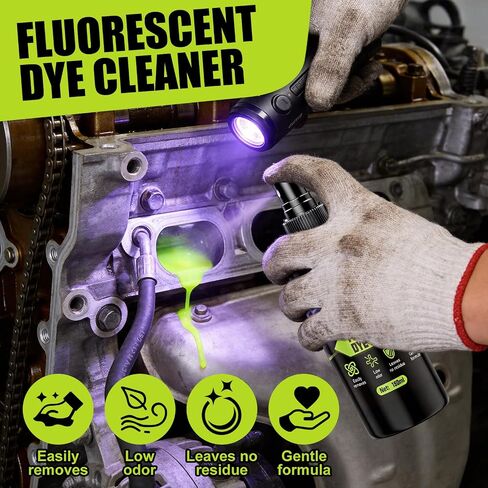 Fluorescent Dye Cleaner, Leak Detection Cleanup Spray Quick-Acting Easy Cleaning Without Leaving Residue for Automotive Radiators Coolant Hoses Heater Cores Water Pumps, 150ml in Saudi Arabia