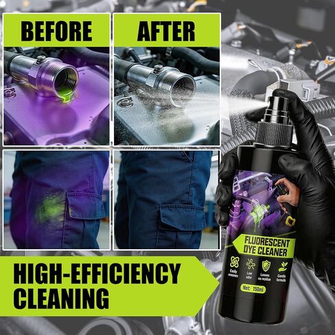 Fluorescent Dye Cleaner, Leak Detection Cleanup Spray Quick-Acting Easy Cleaning Without Leaving Residue for Automotive Radiators Coolant Hoses Heater Cores Water Pumps, 150ml in Saudi Arabia