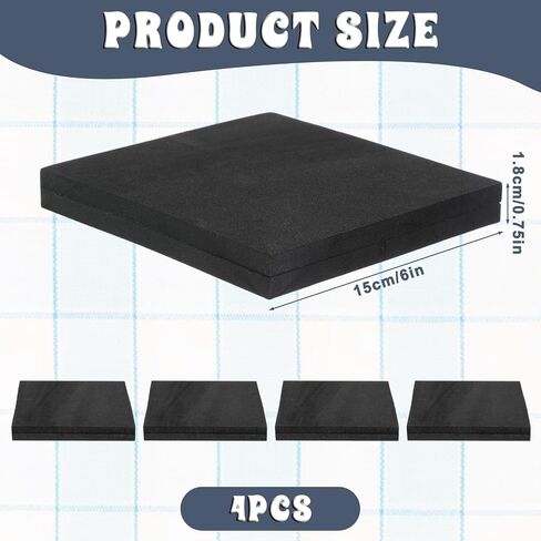 4 Pcs Self Stick Neoprene Insulation Foam 3/4" Thick Foam Padding Sheet 6 Inch X 6 Inch Anti Vibration Foams Rubber Pads with Adhesive Backing for Furniture Speakers Cars in Kuwait