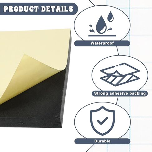 4 Pcs Self Stick Neoprene Insulation Foam 3/4" Thick Foam Padding Sheet 6 Inch X 6 Inch Anti Vibration Foams Rubber Pads with Adhesive Backing for Furniture Speakers Cars in Kuwait