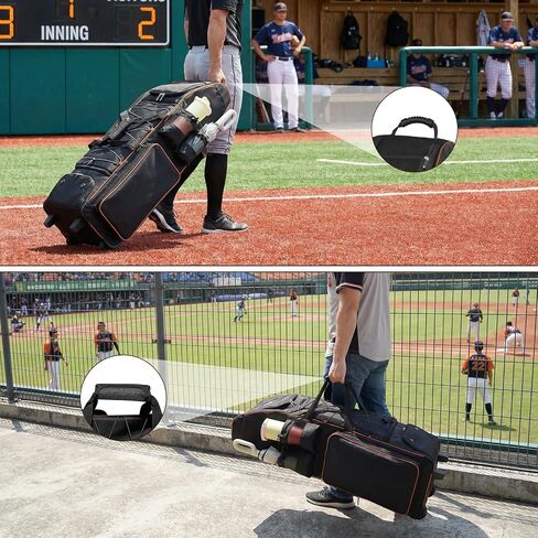 LIWSHWZ Rolling Baseball Bag with Wheels for 7 Bats,Softball Bag with Shoe Compartment,Large Team Equipment Duffle Bat Bag with Hook in Kuwait