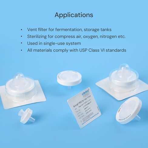 Pack of 10 Hydrophobic PTFE Syringe Filters 0.2μm 25mm for Air Venting, Sterile Individually Packaged in Saudi Arabia