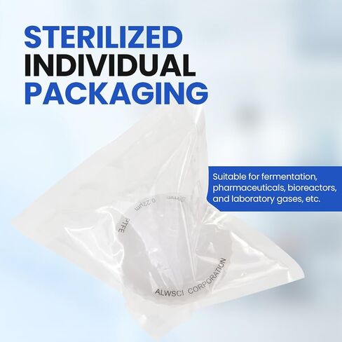 50mm Sterile Gas Venting Filter, 0.22 Micron PTFE Membrane, Hydrophobic, Cell Culture Bags, Tanks, CO2 Incubators (Individually Packed 1) in Kuwait