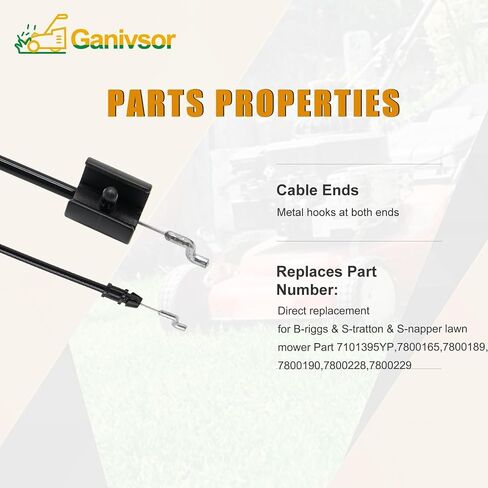 كابل الكفالة Ganivsor 7101395YP - كابل تحكم بديل 56 بوصة لجزازات العشب Briggs & Stratton - يناسب الموديلات 7800165، 7800189، 7800190، 7800228، 7800229 وجزازات الدفع العالمية in Kuwait
