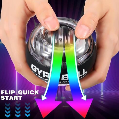 كرة عزم الدوران لتمرين اليد - 2026 نظام المقاومة الداخلية، كرات جيروسكوبية تعمل بالطاقة معصم ذاتي التشغيل مع إضاءة LED ملونة تبدأ تلقائيًا in Saudi Arabia