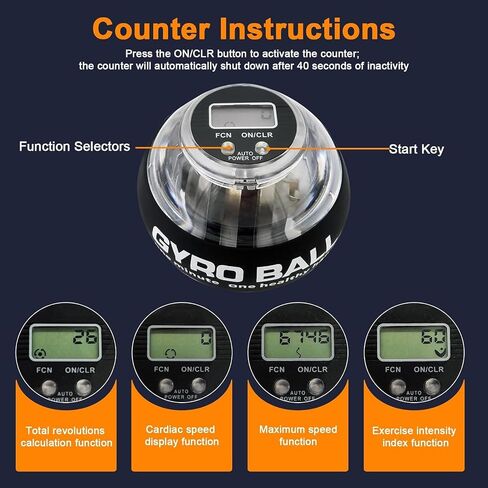 Torque Ball with Counter - Wrist Power Gyro Ball for Forearm Strengthener, Grip Strength Trainer, Hand Strengthening Exerciser, Wrist Trainer Balls with Auto-Start LED Lights in Kuwait