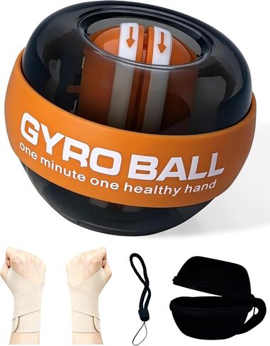 Gyro Exercise Ball with Auto-Start & Colourful LED Lights, Wrist Forearm Workout Strengthener, Hand, Finger and Arm Strength Training and Flexibility, Includes wrap-Around Wristband in Kuwait