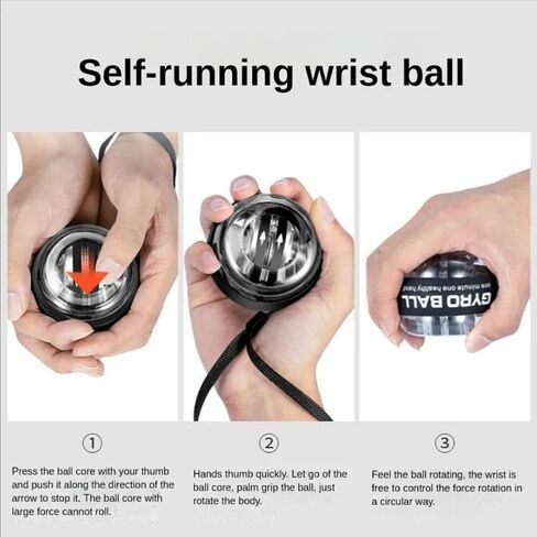 Gyro Ball Wrist Trainer – Auto Start Power Ball for Forearm, Grip & Hand Strength – Gyroscopic Exerciser for Athletes, Musicians & Rehab in Kuwait