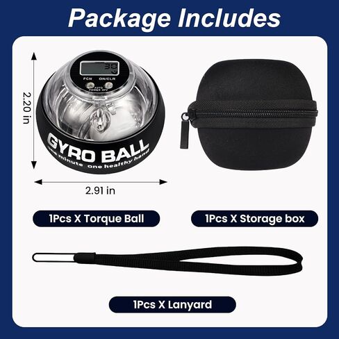 Torque Ball Hand Exerciser, Grip Strength Trainer & Auto-Start Wrist Power Gyro Ball with LED Lights, Forearm/Wrist Strengthener and Finger Exerciser for Dexterity Training, Digital Display in Kuwait