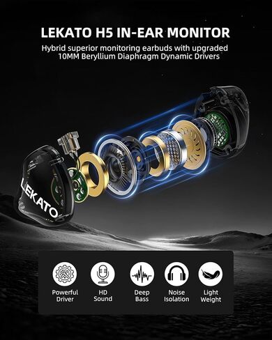 LEKATO Guitar Headphone Amplifier for Bass & LEKATO H5 Headphones in Ear Monitors in Kuwait