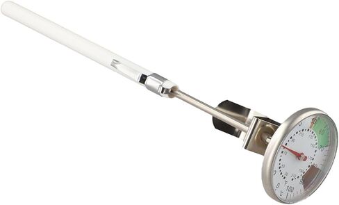 2-Piece Stainless Steel Milk Frothing Thermometer for Baristas, 1.73-Inch Fog-Resistant Dial, 30°F–210°F Range with Optimal Chocolate & Coffee Temperature Zones, Includes Adjustable Pitcher Clip in Kuwait