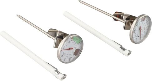 2-Piece Stainless Steel Milk Frothing Thermometer for Baristas, 1.73-Inch Fog-Resistant Dial, 30°F–210°F Range with Optimal Chocolate & Coffee Temperature Zones, Includes Adjustable Pitcher Clip in Kuwait