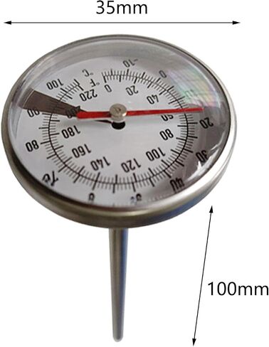 M8 Thread Dial Thermometer for Electric Kettles, 0-220°F/-10-100°C, 5x100mm 304 Stainless Steel Stem with Gasket and Nut in Kuwait
