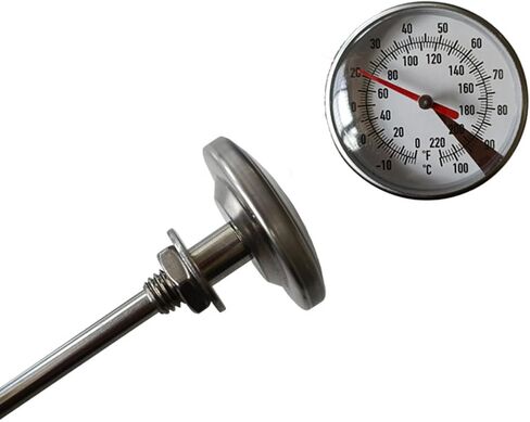 M8 Thread Dial Thermometer for Electric Kettles, 0-220°F/-10-100°C, 5x100mm 304 Stainless Steel Stem with Gasket and Nut in Kuwait