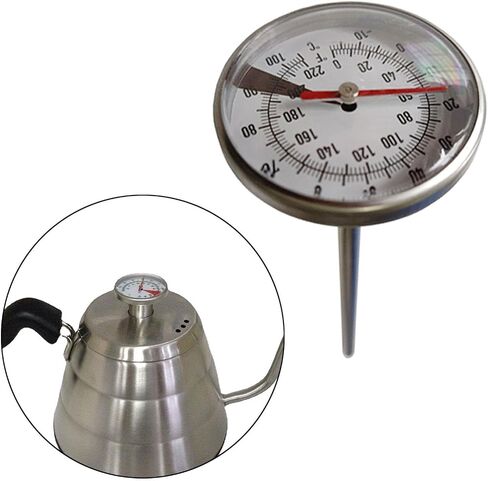 M8 Thread Dial Thermometer for Electric Kettles, 0-220°F/-10-100°C, 5x100mm 304 Stainless Steel Stem with Gasket and Nut in Kuwait