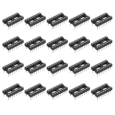 MECCANIXITY 30Pcs DIP IC Chip Socket Adapter 7.62mm Row Pitch Round 16 Pin IC Assortment Kit 2.54mm/0.1" Pitch for Breadboard Project, PCB Board Design in Kuwait