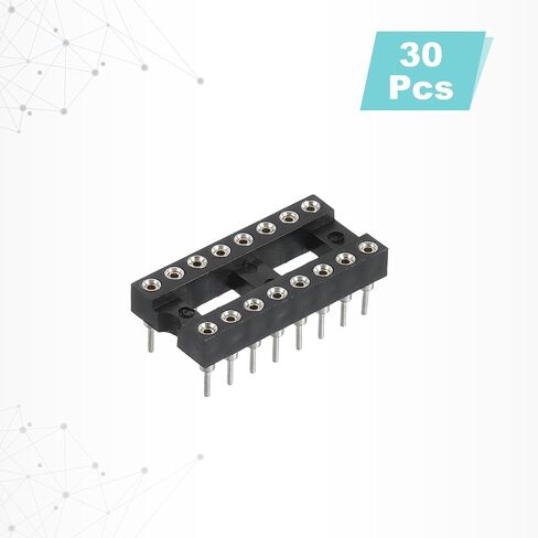 MECCANIXITY 30Pcs DIP IC Chip Socket Adapter 7.62mm Row Pitch Round 16 Pin IC Assortment Kit 2.54mm/0.1" Pitch for Breadboard Project, PCB Board Design in Kuwait
