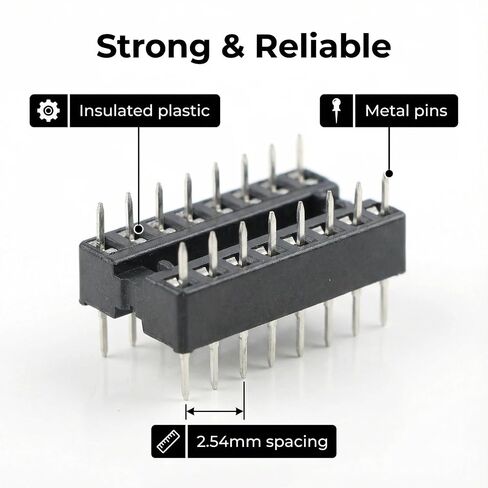 66Pcs DIP IC Sockets Assortment Kit, SG-316 Series Low-Power Logic IC Chip 6 8 14 16 18 20 24 28 Pin for Logic Test in Kuwait