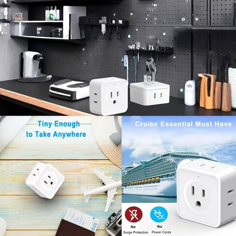 Multi Plug Outlet Splitter 5 Outlets Space-Saving Side-Port Adapter for Travel Cruise Office Dorm Device Charging, 1pcs in Kuwait