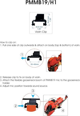 Professional Violin Microphone - Clip-On Wireless System with 4 Connectors & Phantom Power in Kuwait